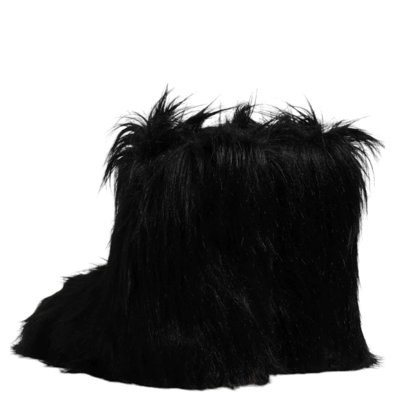 Black Faux Fur Mid Calf Boots Shoes