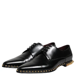 Black Leather Studded Derby Men Dress Shoes
