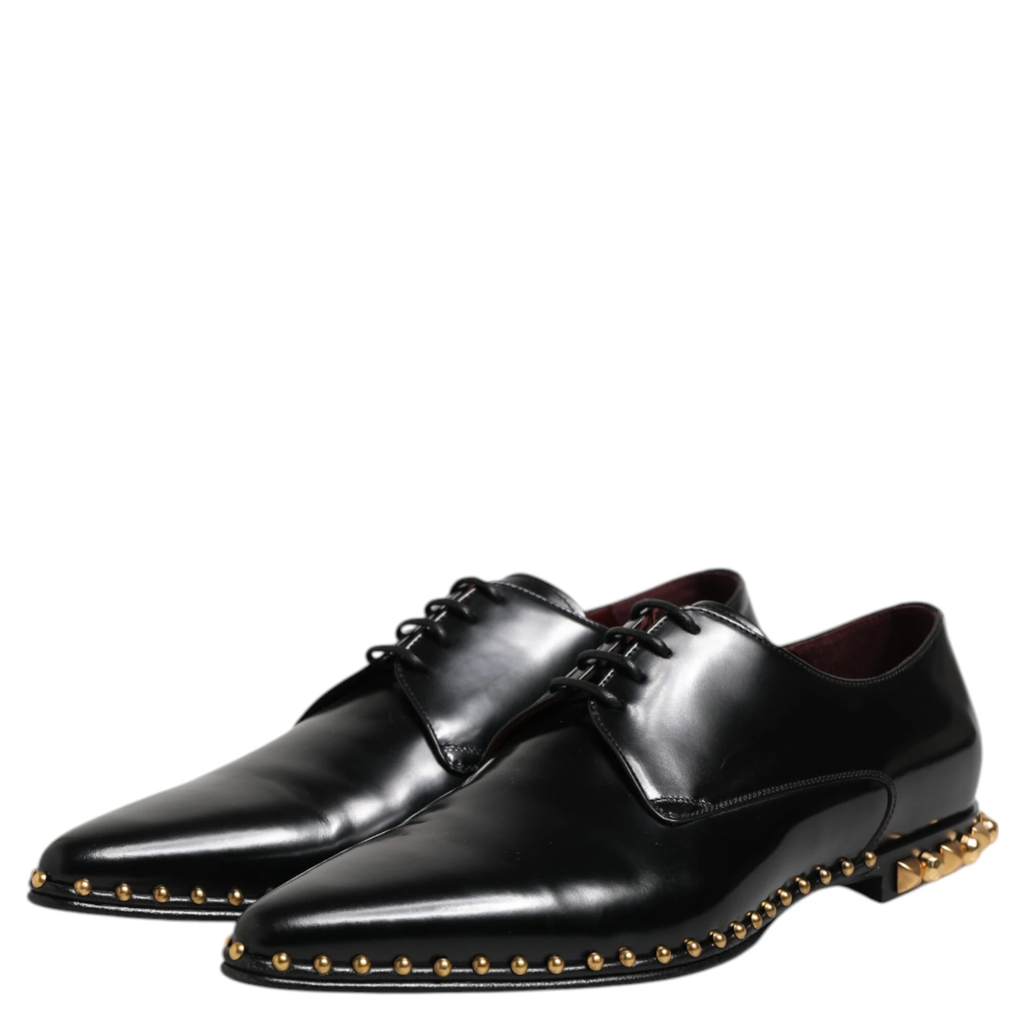 Black Leather Studded Derby Men Dress Shoes