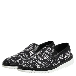 Black Slip On Printed Men Loafers Shoes