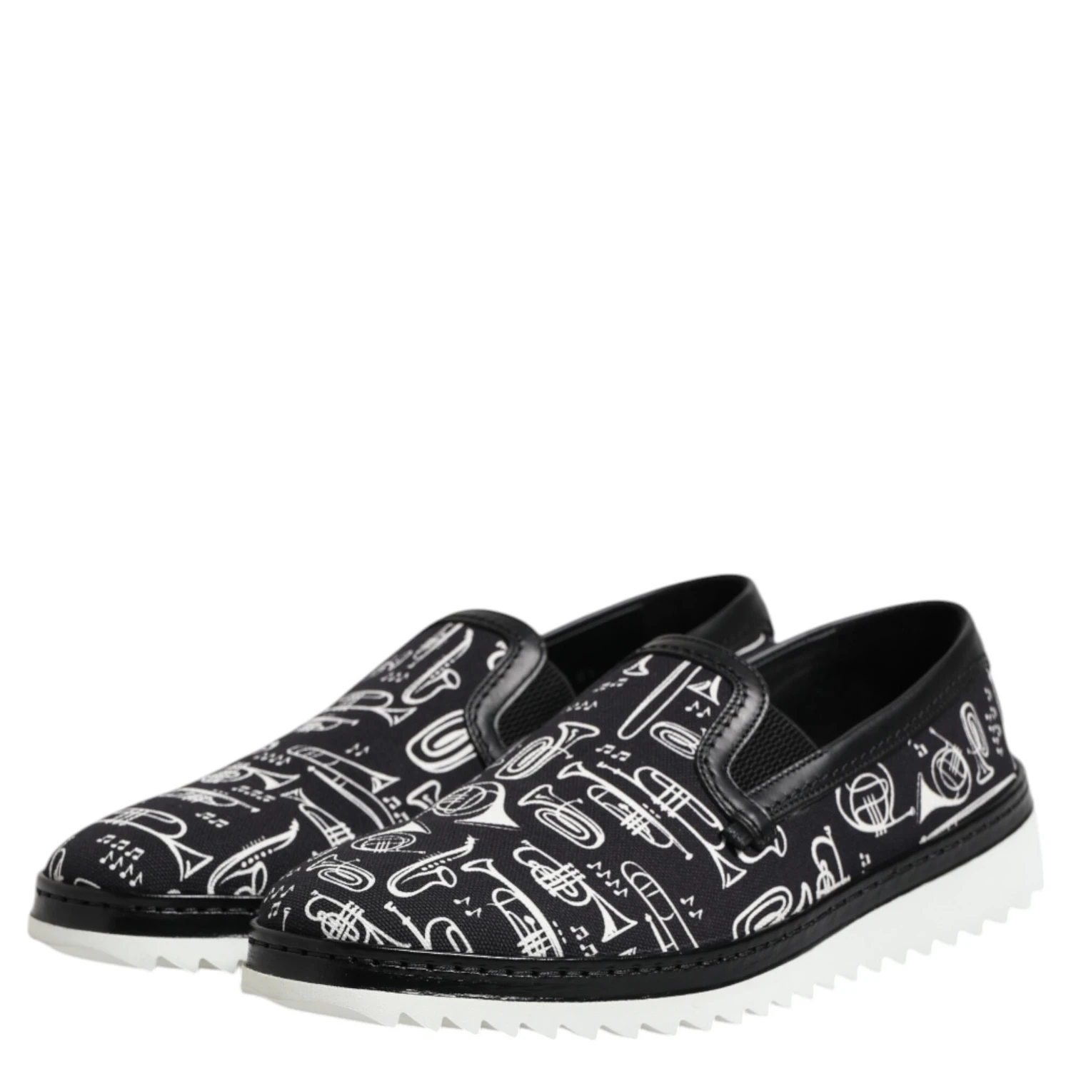 Black Slip On Printed Men Loafers Shoes