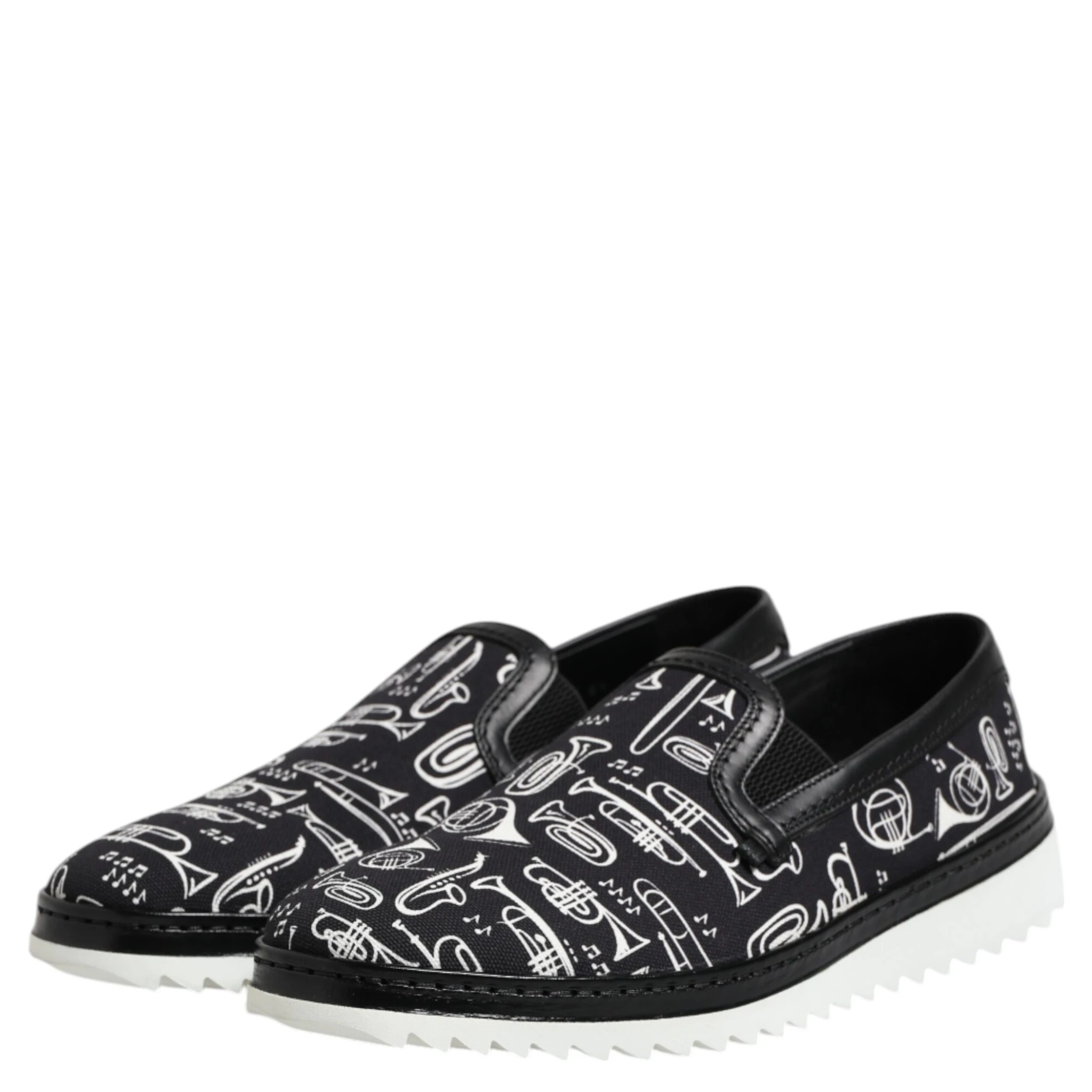Black Slip On Printed Men Loafers Shoes