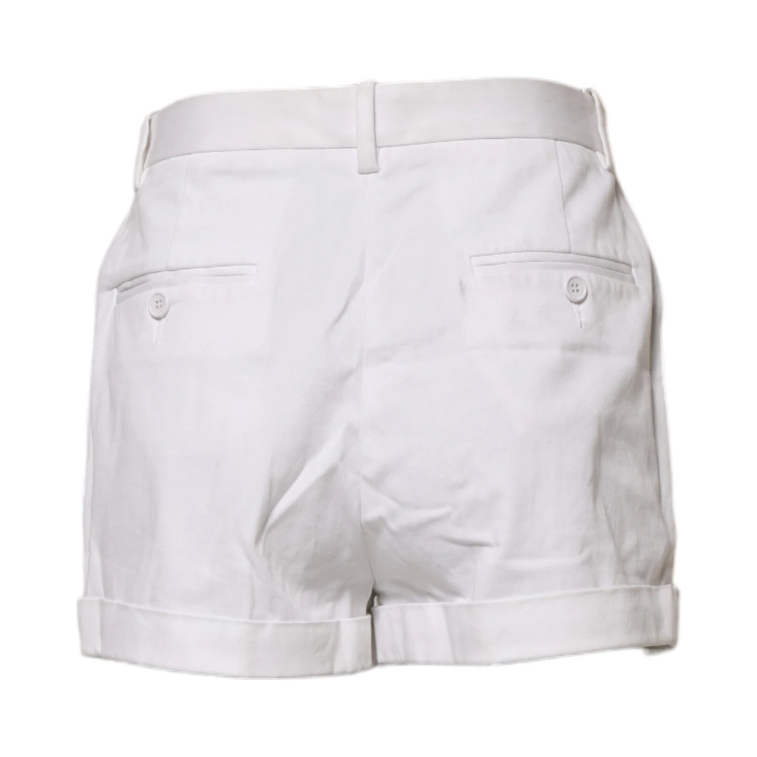 White Cotton Mid Waist Women Bermuda Shorts