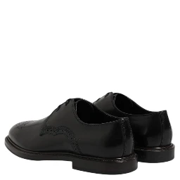 Black Leather Derby Wingtip Formal Shoes