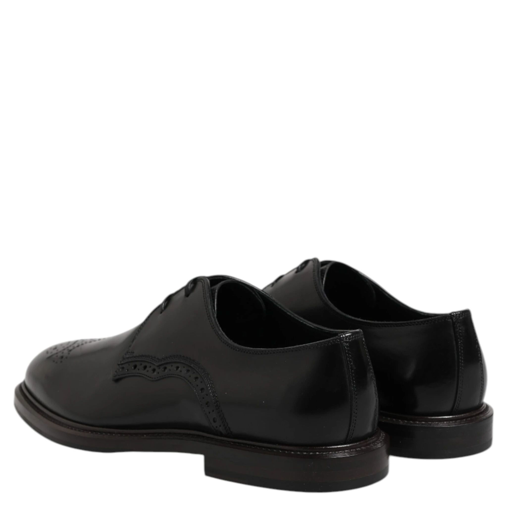 Black Leather Derby Wingtip Formal Shoes