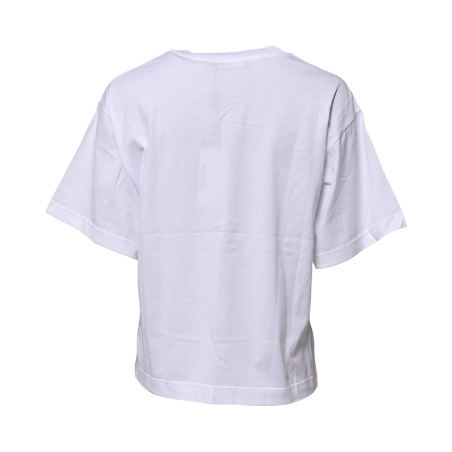 White Cotton Graphic Print Crew Neck T-shirt