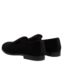 Black Velvet Slip On Loafers Formal Shoes
