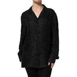 Black Silk DG Embroidery Long Sleeves Top