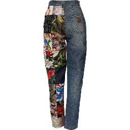 Blue AMBER Patchwork High Waist Denim Jeans