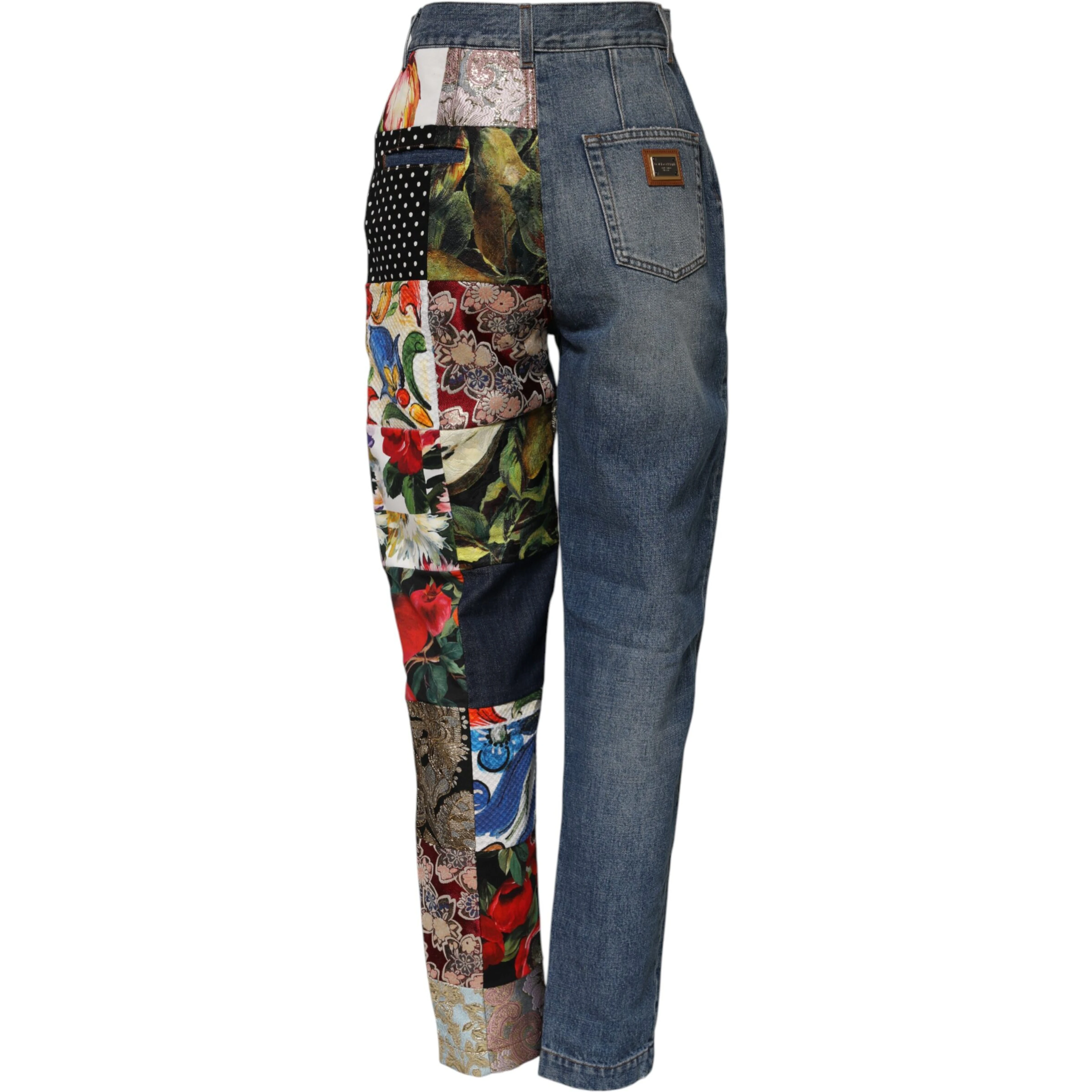 Blue AMBER Patchwork High Waist Denim Jeans