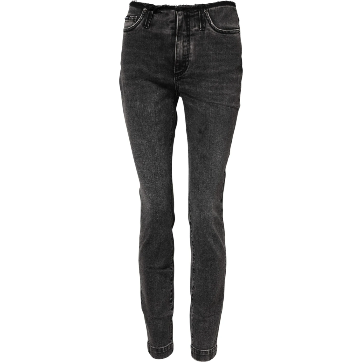 Gray Skinny Cotton Mid Waisted Denim Jeans