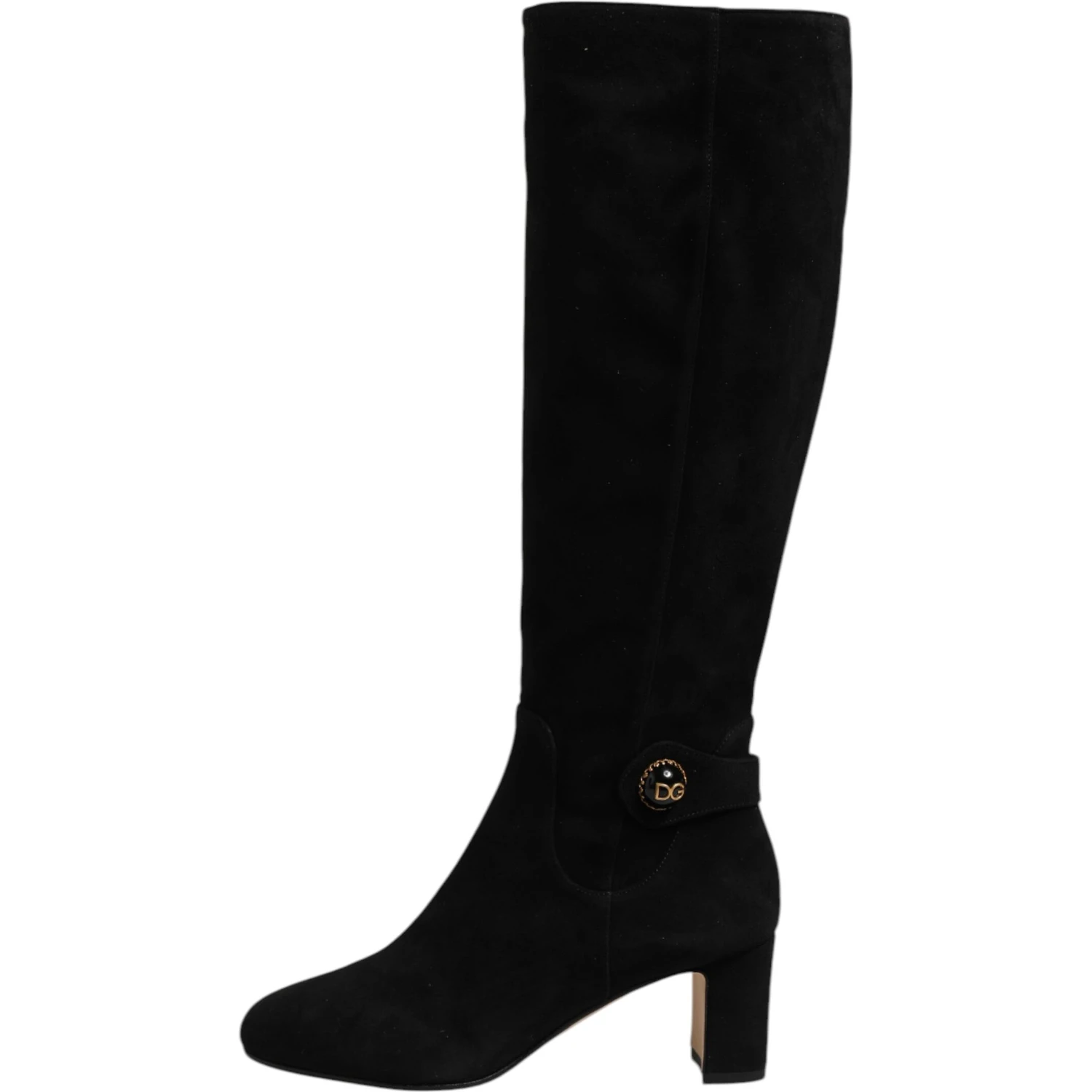Black Suede Leather Knee High Boots Shoes