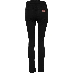 Black Cotton Skinny Mid Waisted Denim Jeans