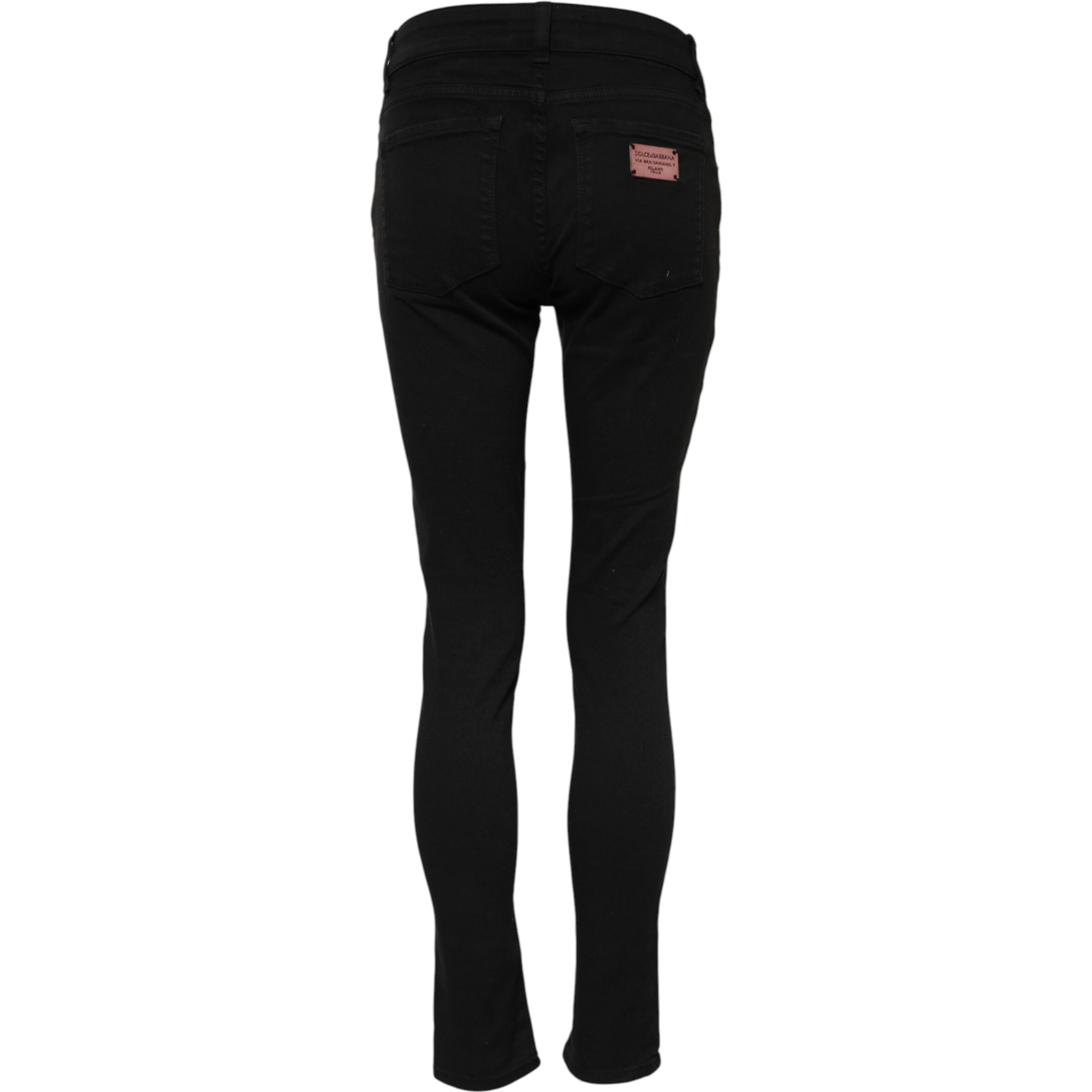 Black Cotton Skinny Mid Waisted Denim Jeans