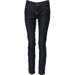 Blue Skinny Cotton Mid Waisted Denim Jeans