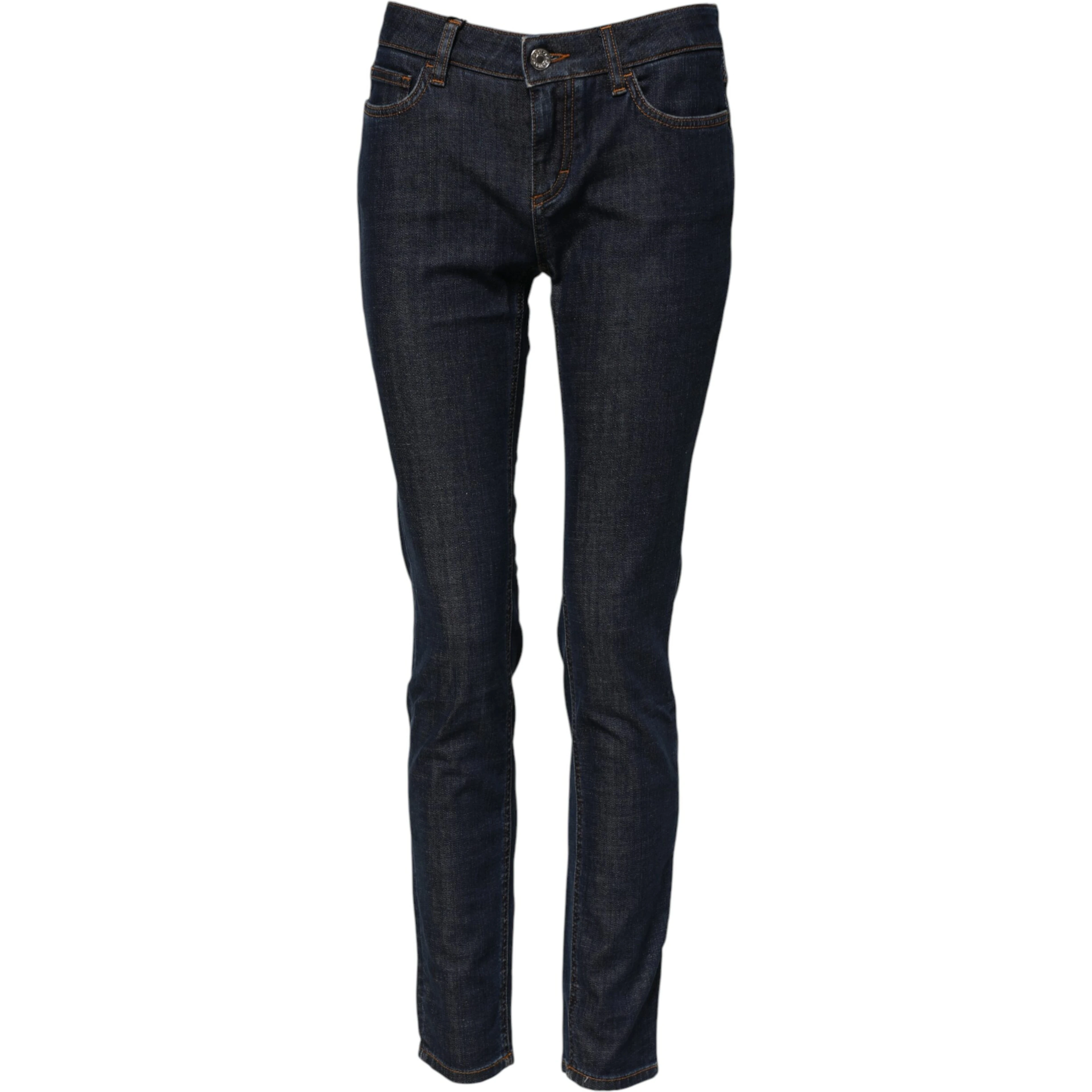 Blue Skinny Cotton Mid Waisted Denim Jeans