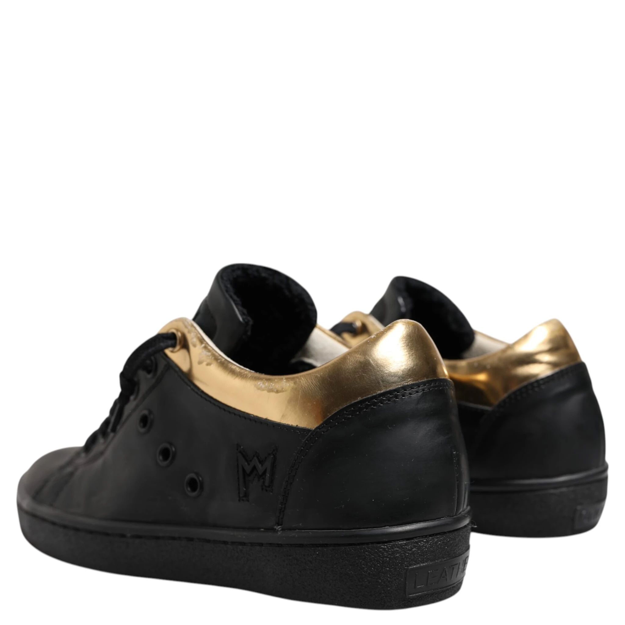 Black Gold Lace Up Low Top Women Sneakers Shoes