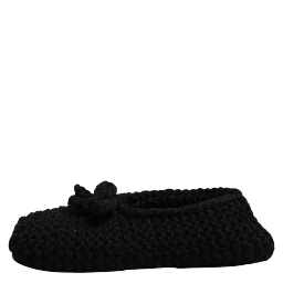 Black Wool Slip On Flats Ballerina Shoes