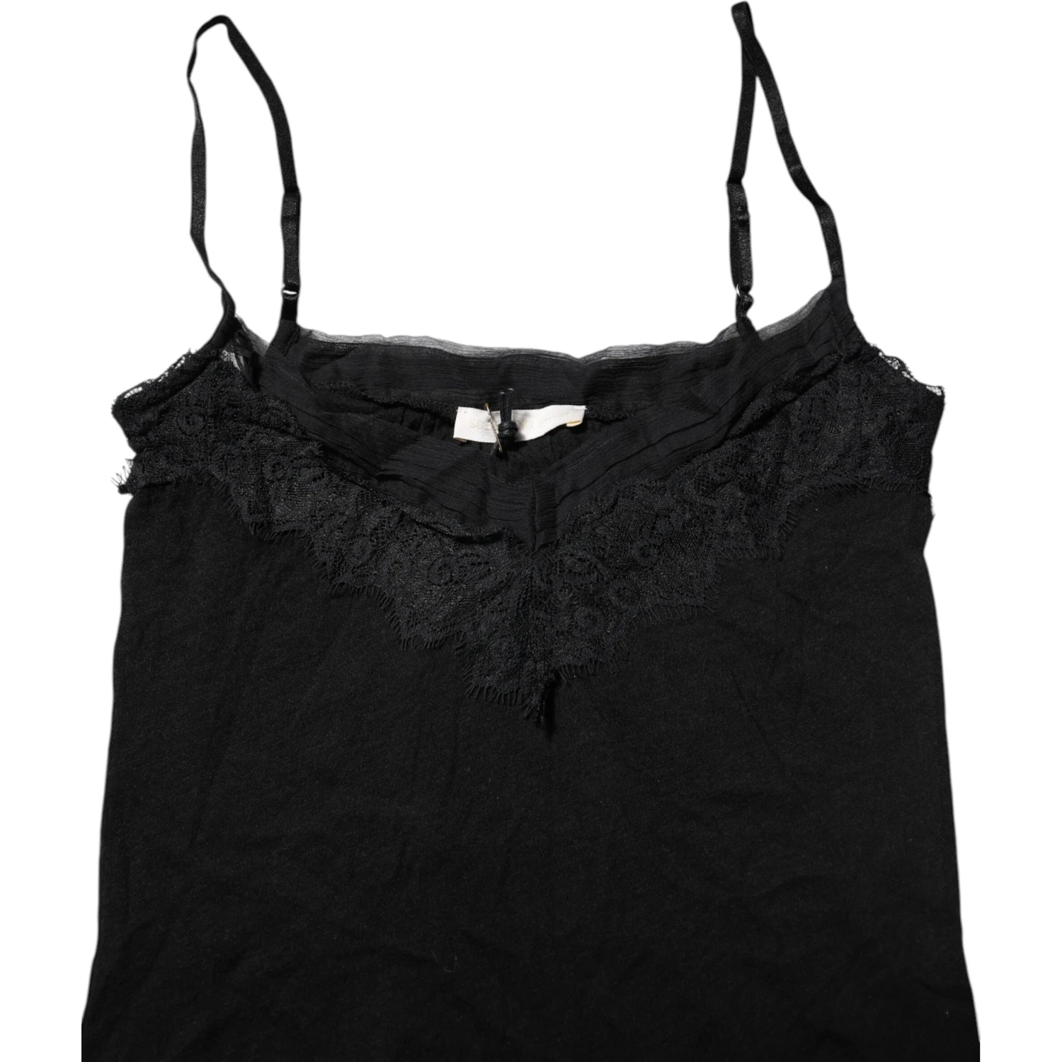 Black Wool Sleeveless Square Neck Tank Top