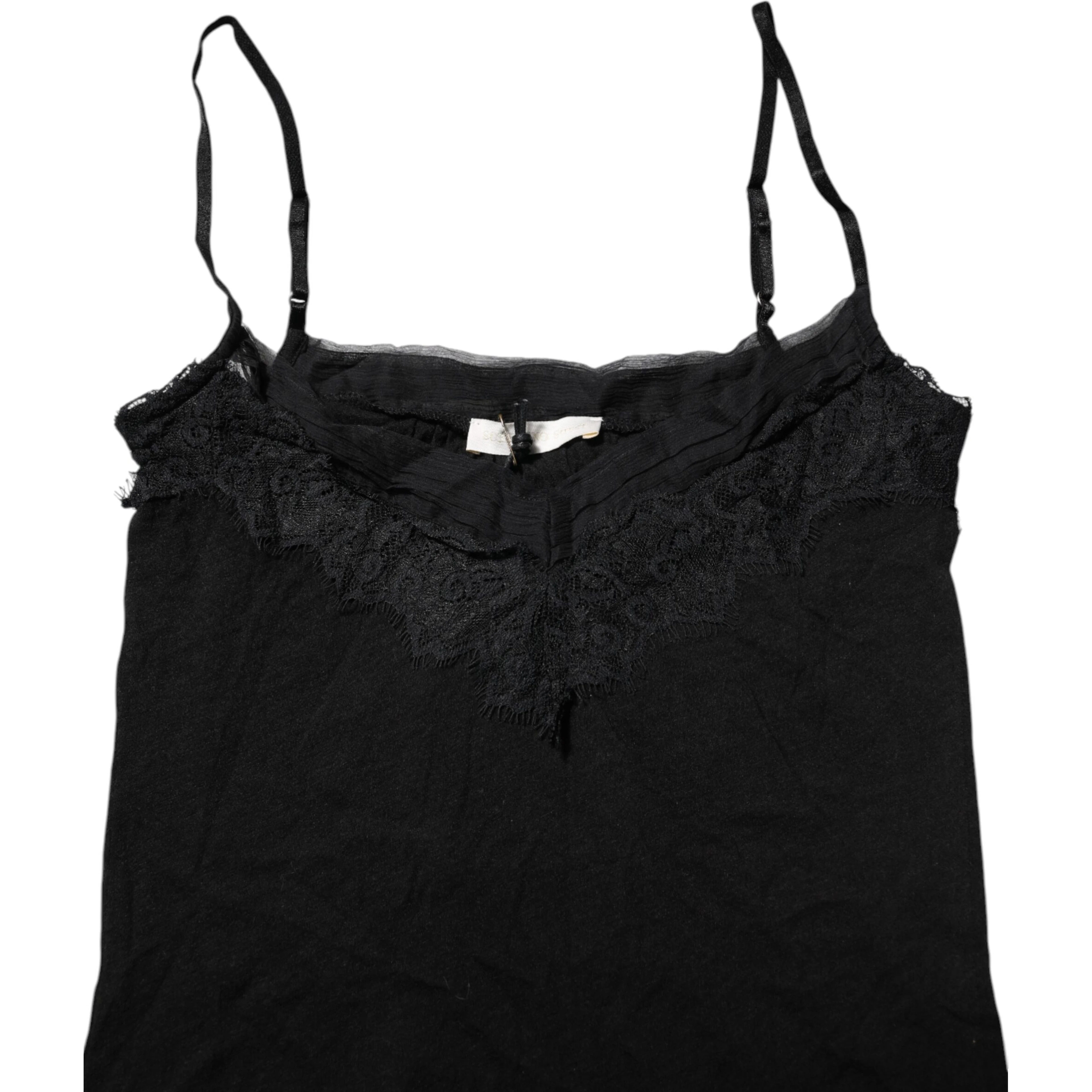Black Wool Sleeveless Square Neck Tank Top