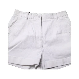 White Cotton Mid Waist Women Bermuda Shorts