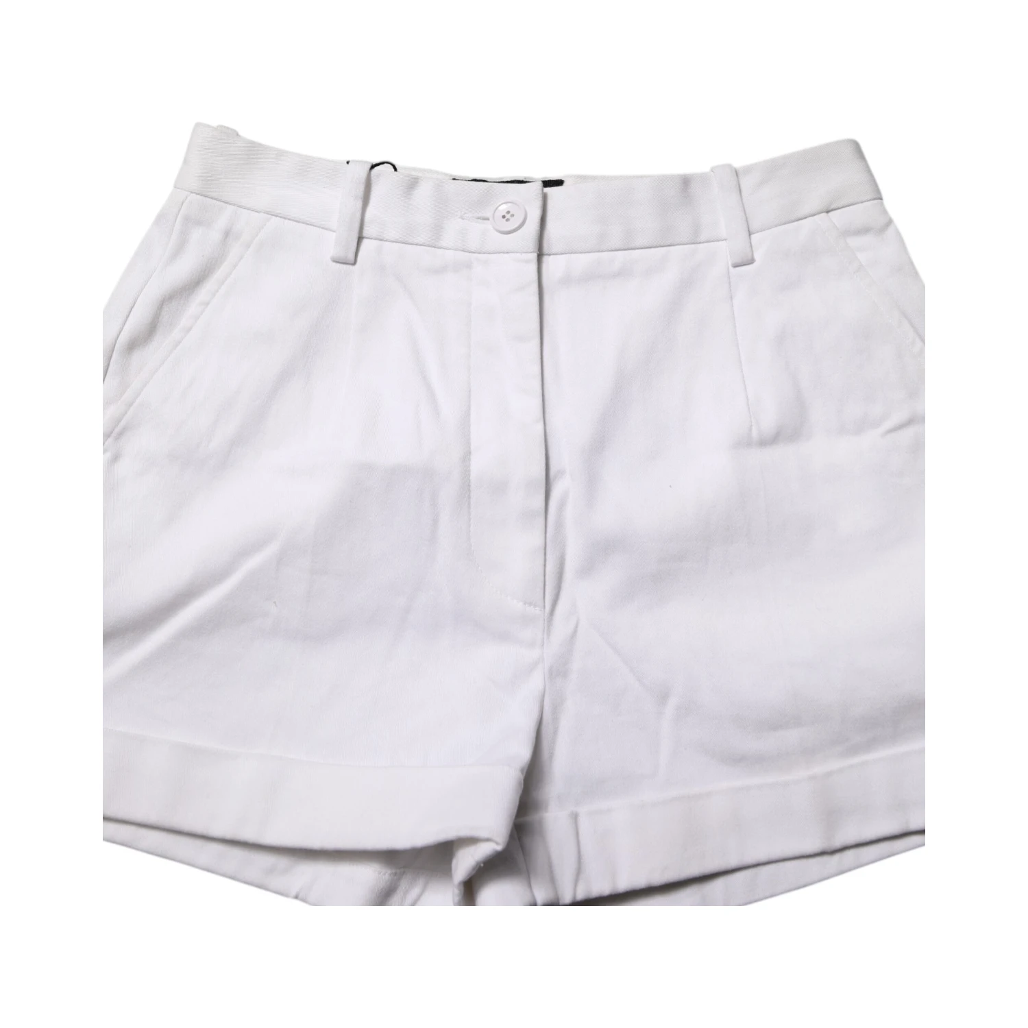 White Cotton Mid Waist Women Bermuda Shorts