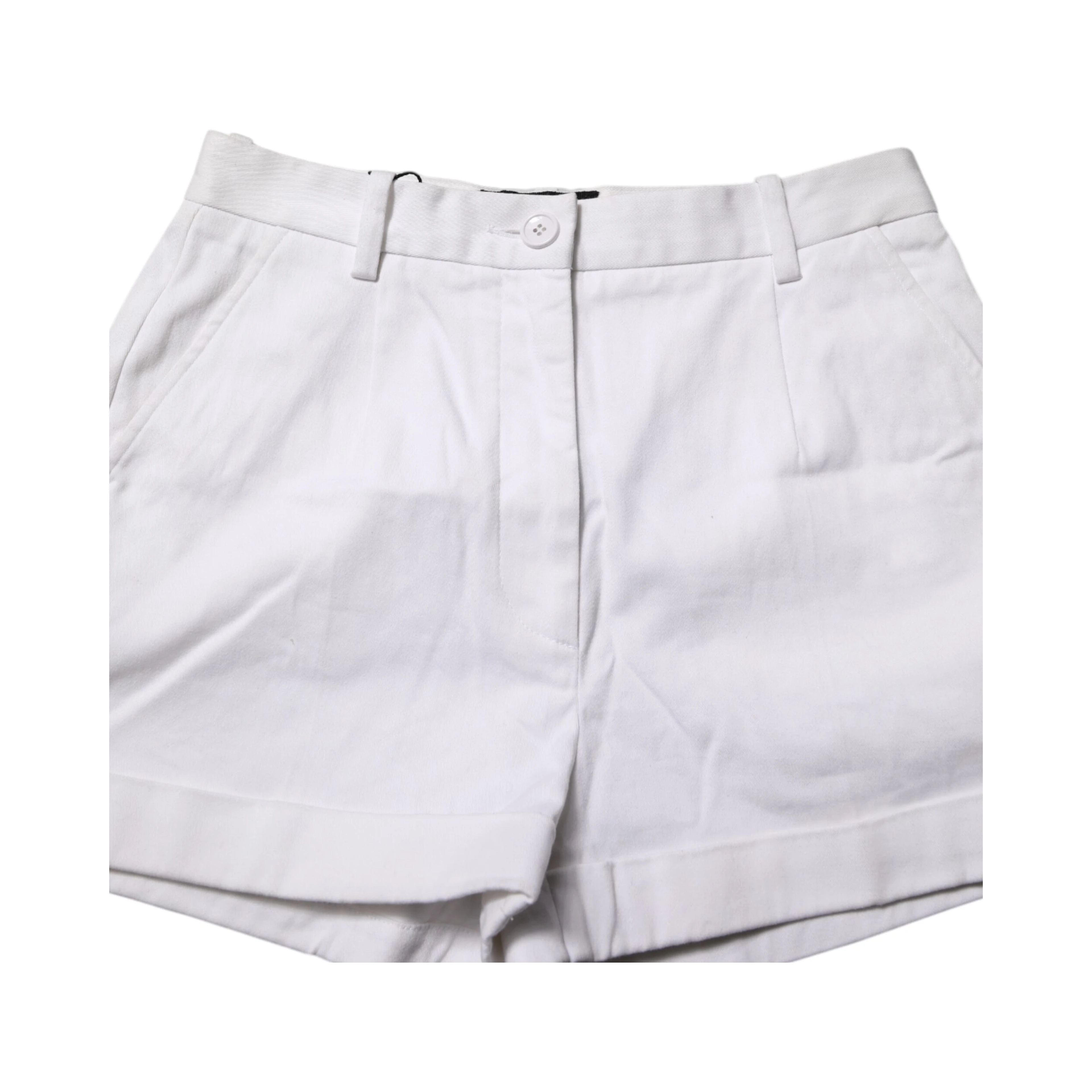 White Cotton Mid Waist Women Bermuda Shorts