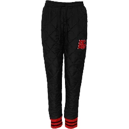 Black Quilted Mid Waist Jogger Pants