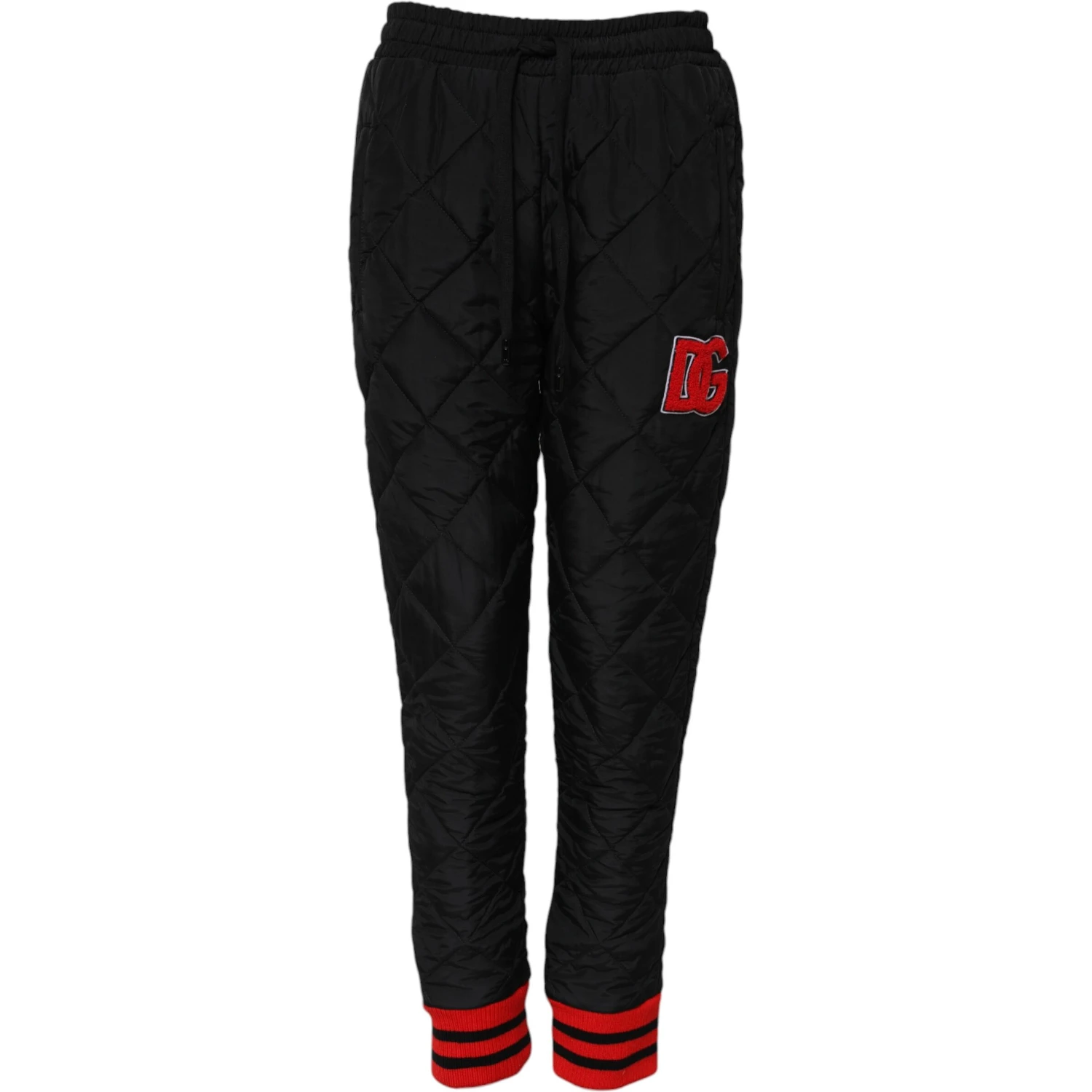 Black Quilted Mid Waist Jogger Pants