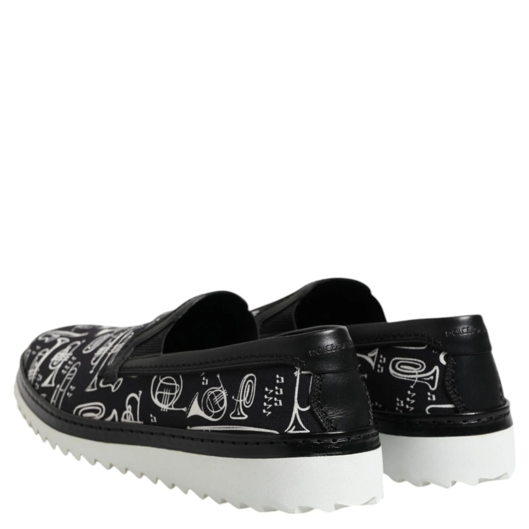 Black Slip On Printed Men Loafers Shoes