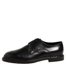 Black Leather Derby Wingtip Formal Shoes