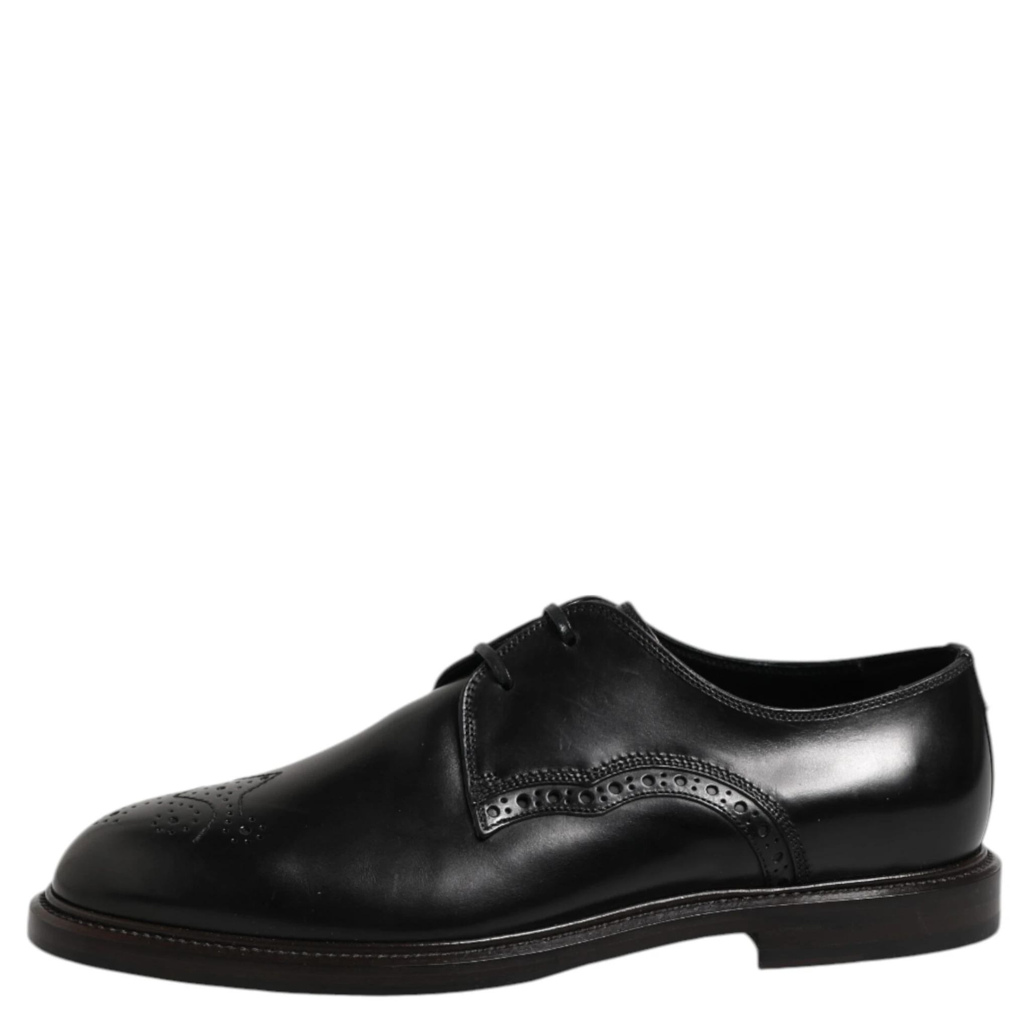Black Leather Derby Wingtip Formal Shoes