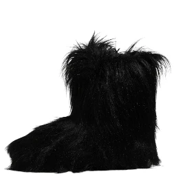 Black Faux Fur Mid Calf Boots Shoes