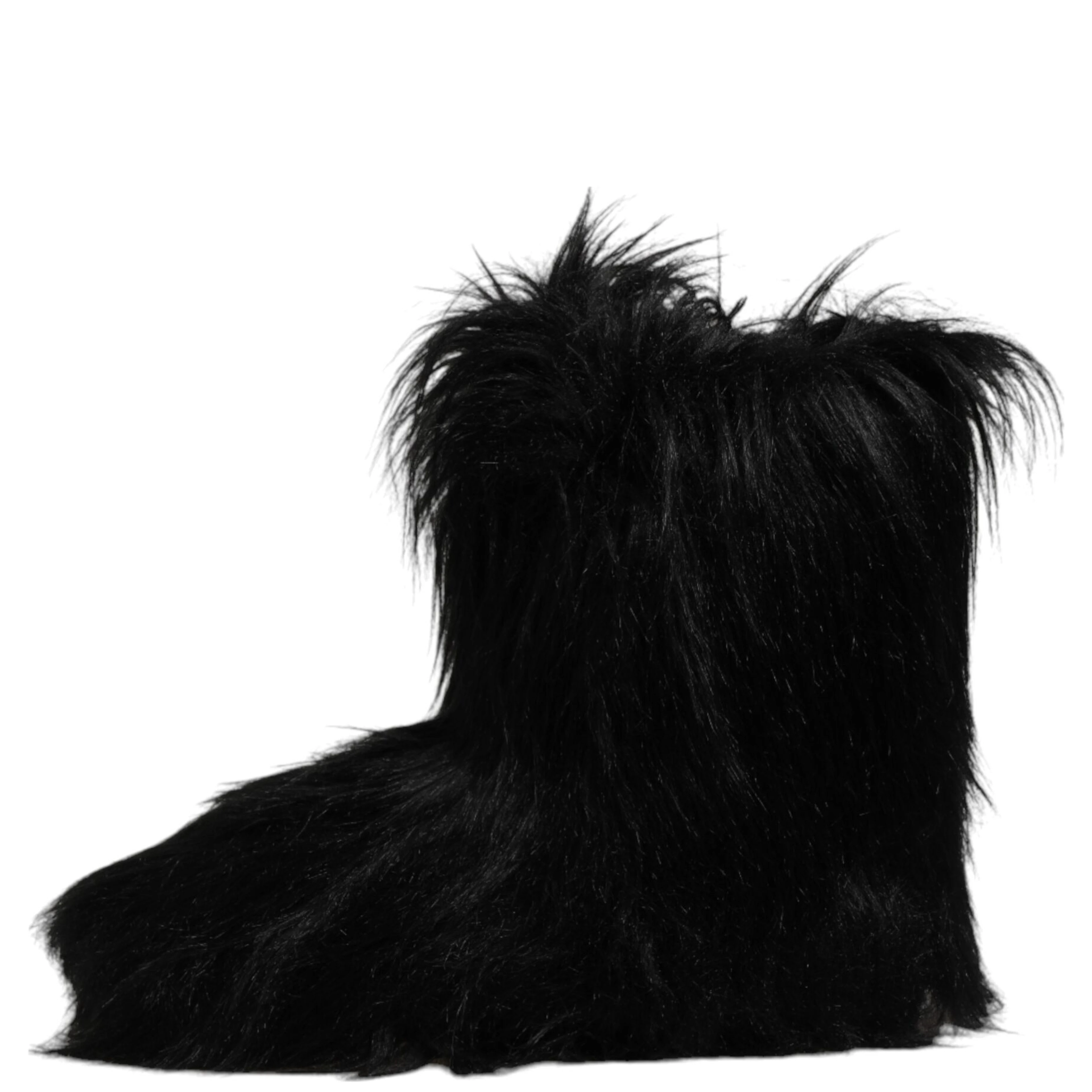 Black Faux Fur Mid Calf Boots Shoes