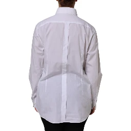 White Cotton Long Sleeves Collared Top Shirt