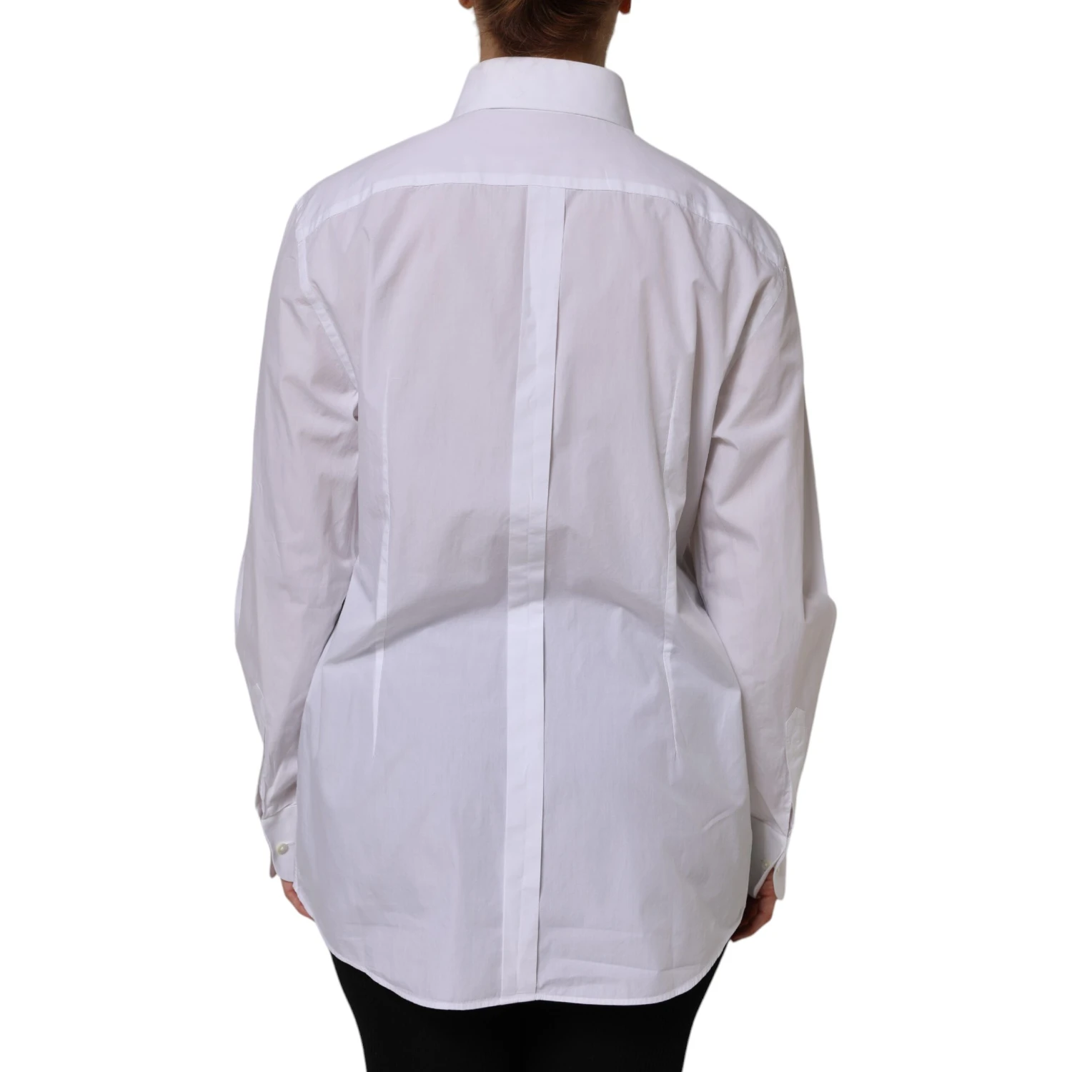 White Cotton Long Sleeves Collared Top Shirt