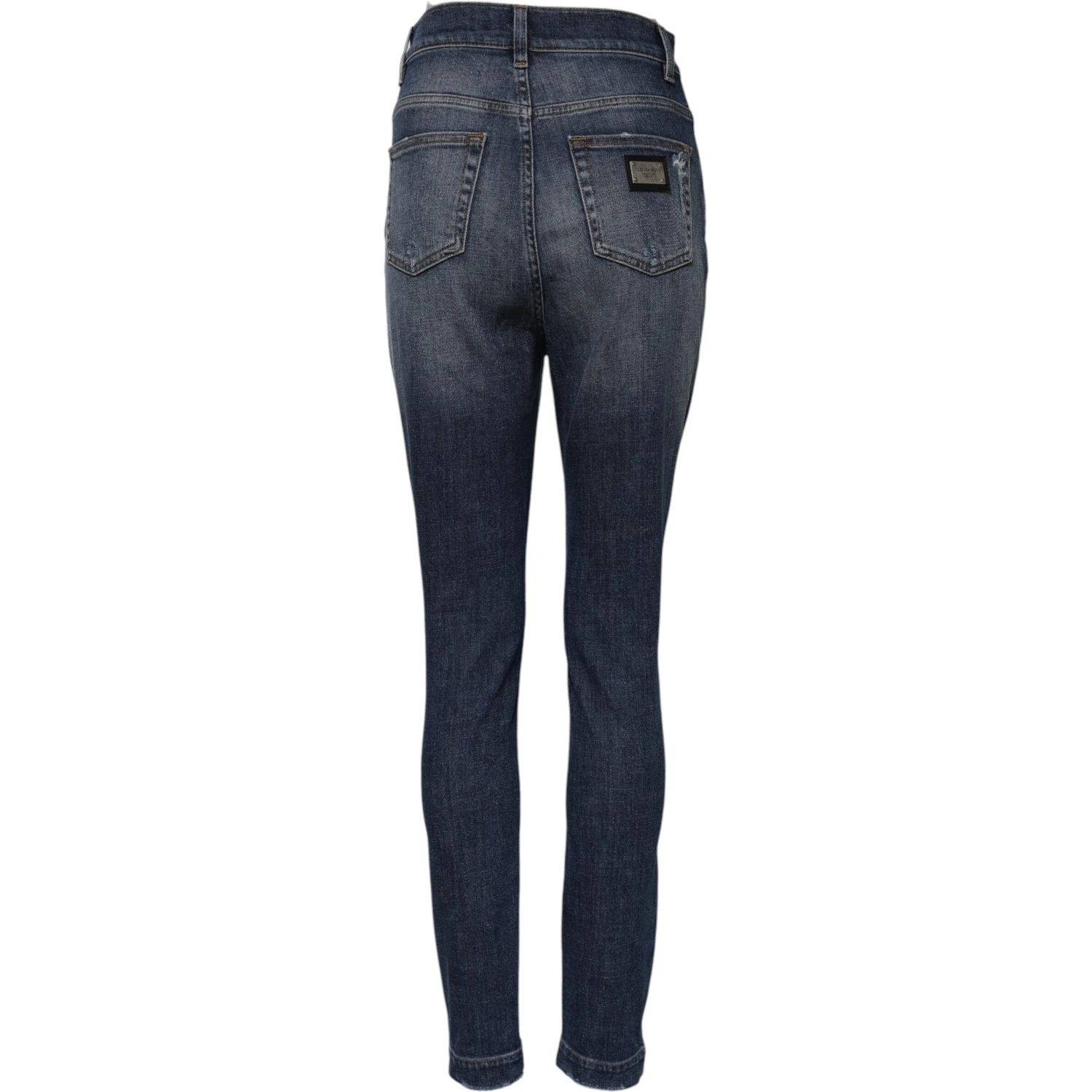 Blue Washed Cotton High Waisted Denim Jeans