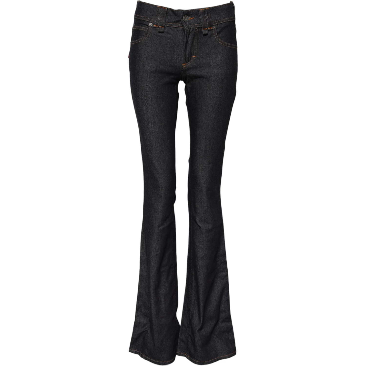 Blue Mid Waist Cotton Wide Leg Denim Jeans