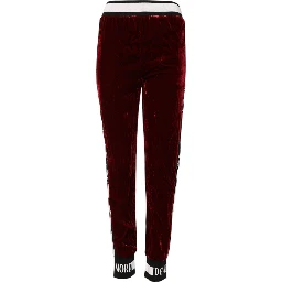 Red Viscose DG Logo Mid Waist Pants