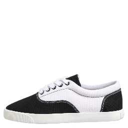 Black Cotton Canvas Lace Up Men Sneakers Shoes