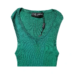 Green Silk Sleeveless Round Neck Tank Top