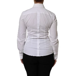 White Cotton Collared Long Sleeves Top Shirt