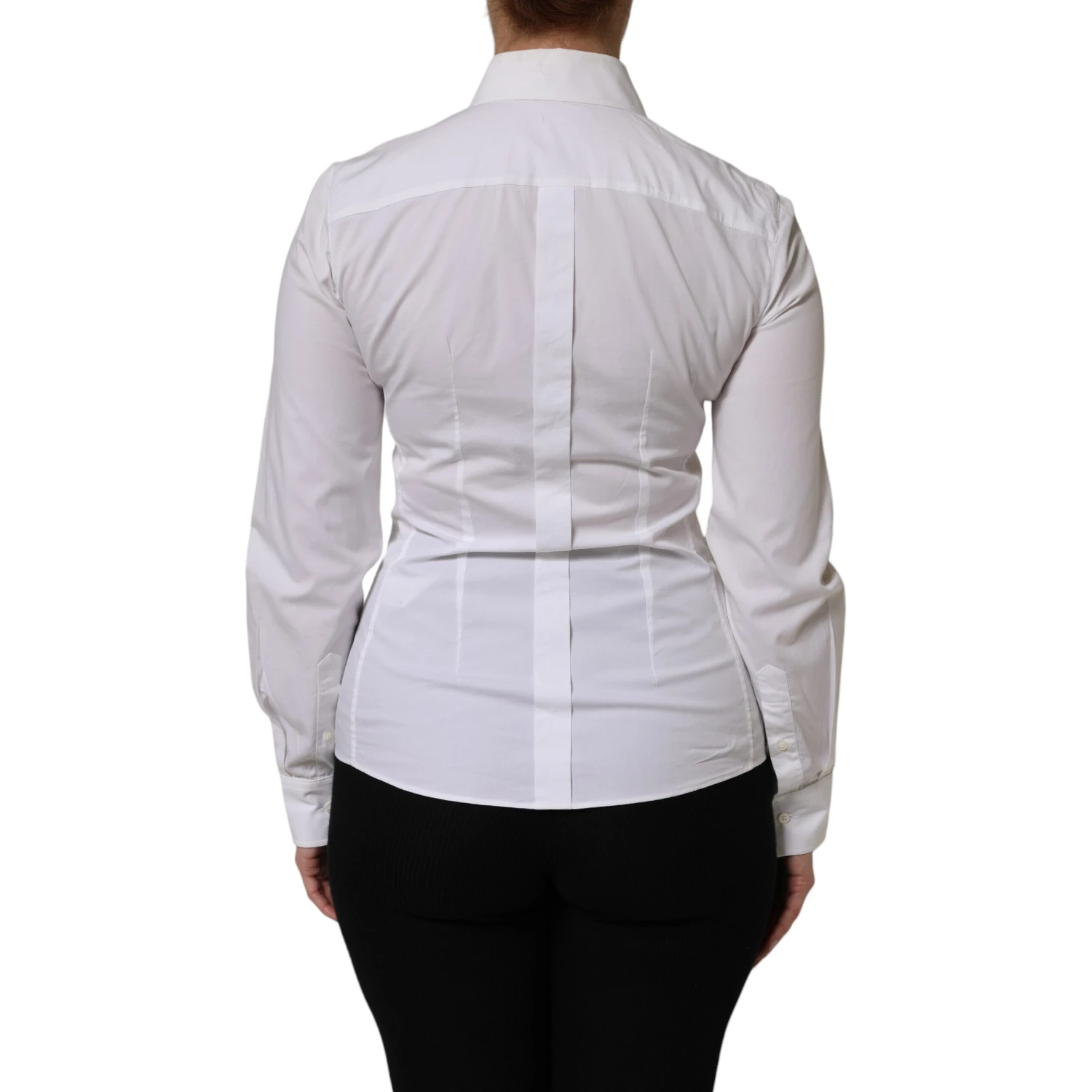White Cotton Collared Long Sleeves Top Shirt