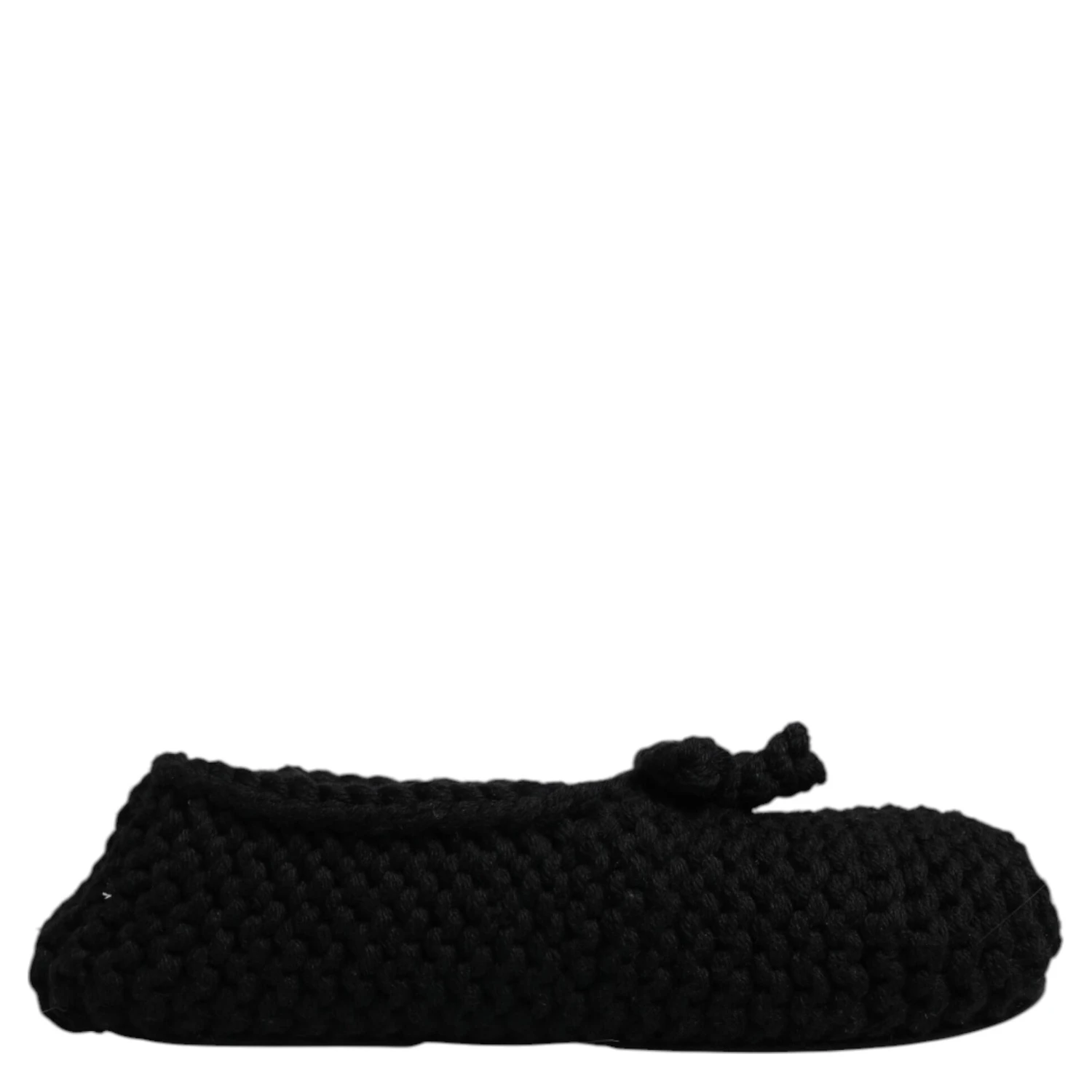 Black Wool Slip On Flats Ballerina Shoes