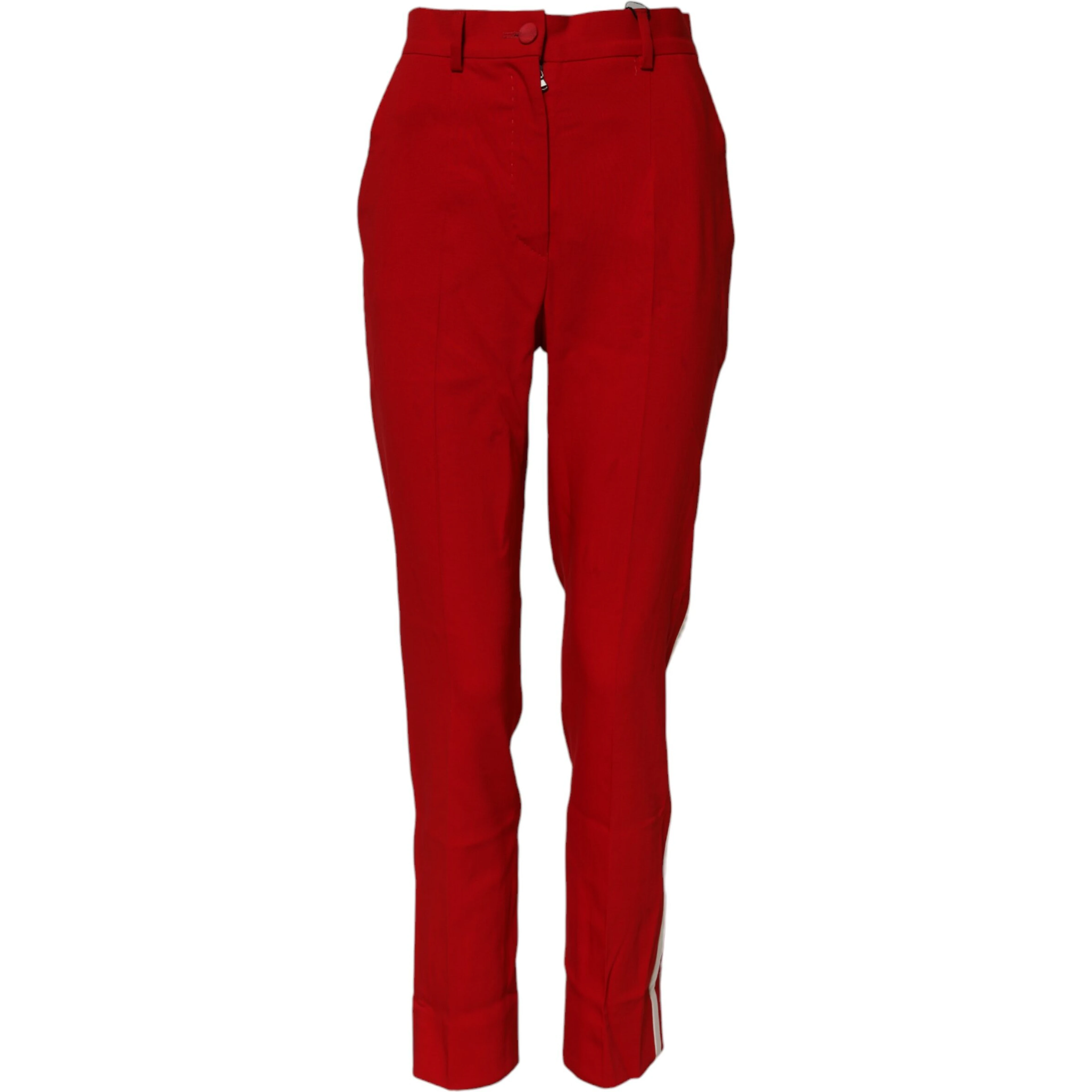 Red Wool Mid Waisted Tapered Pants