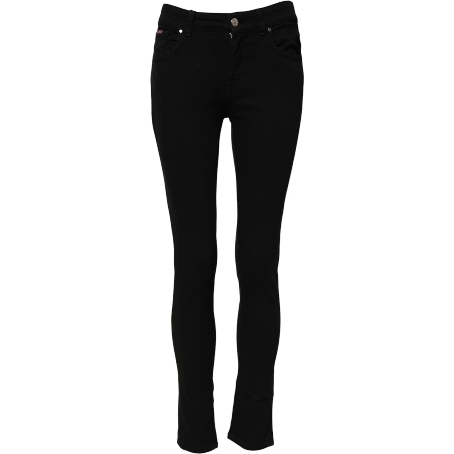 Black Skinny Cotton Mid Waisted Denim Jeans
