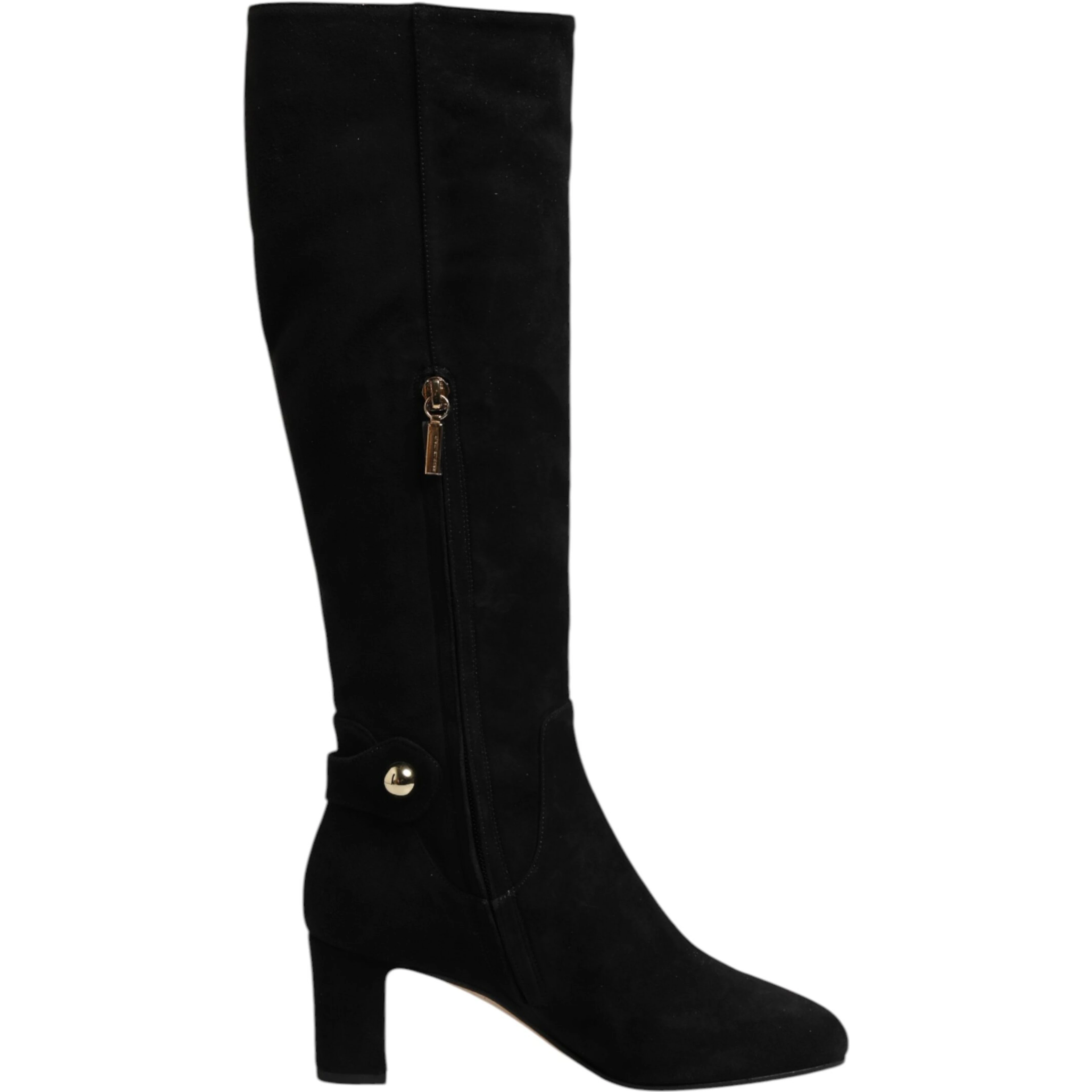 Black Suede Leather Knee High Boots Shoes