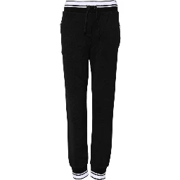 Black Cotton Mid Waist Jogger Pants