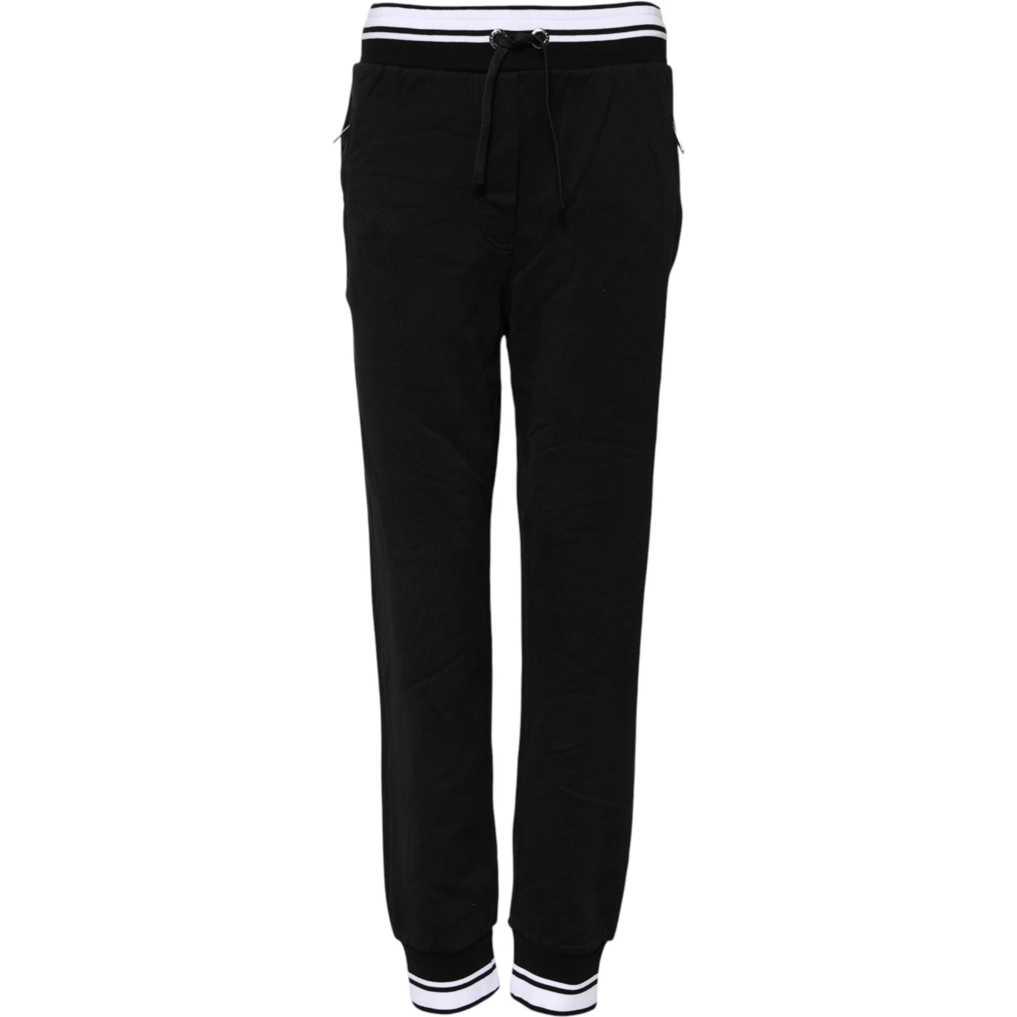 Black Cotton Mid Waist Jogger Pants