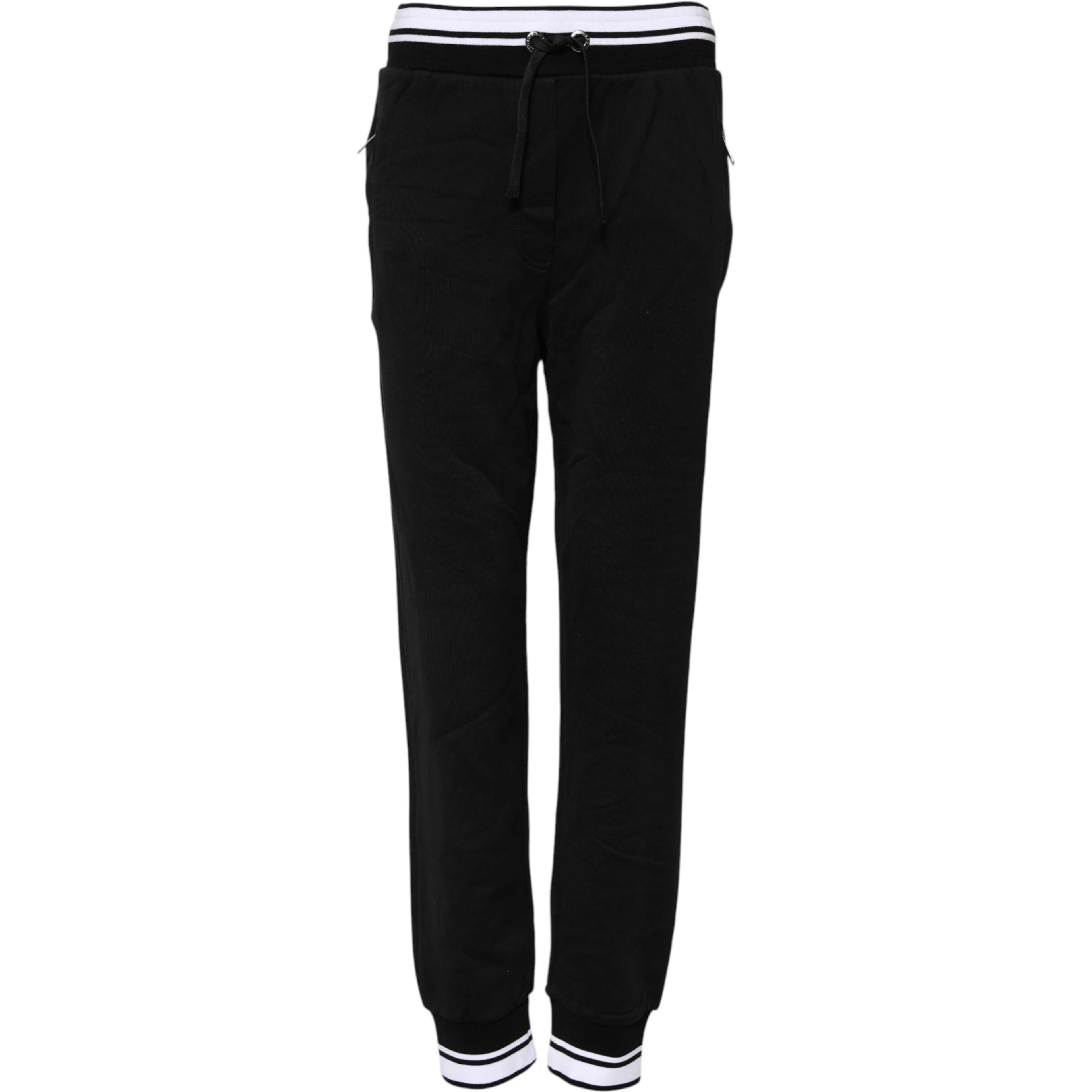 Black Cotton Mid Waist Jogger Pants